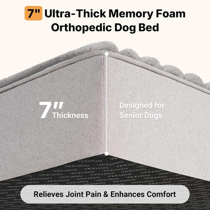 Veehoo Orthopedic Memory Foam Dog Bed, 7 Inch Thick Extra Large XXL Dog Bed for Senior Dogs with