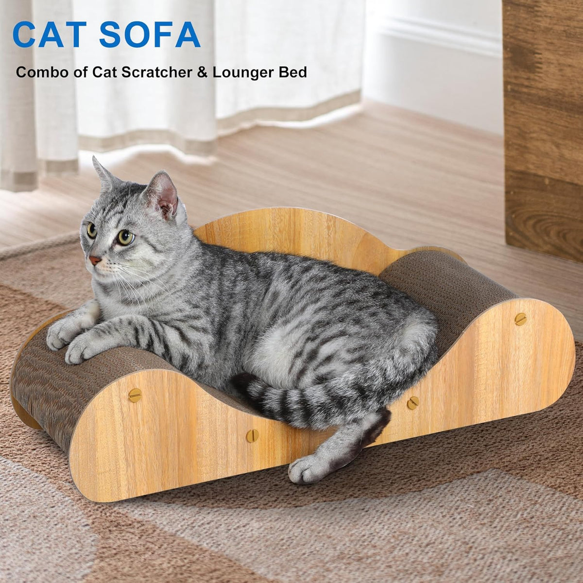 Cat Scratcher Cardboard, Scratching Pad House Bed Furniture Protector, Infinity Shape, Curved
