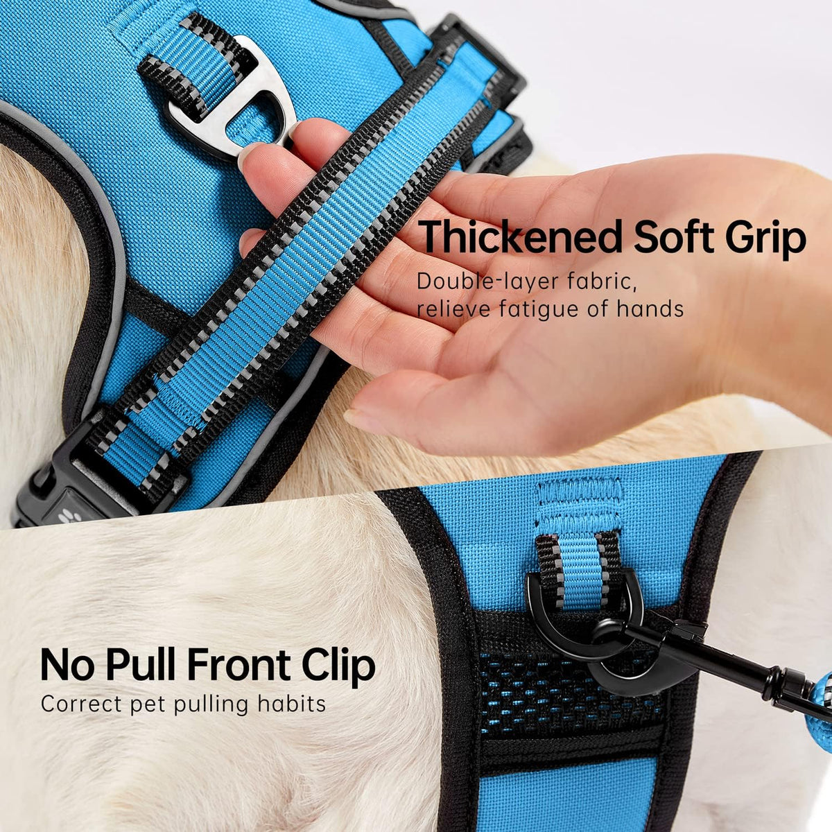 NESTROAD No Pull Dog Harness,Adjustable Oxford Dog Vest Harness with Leash,Reflective No-Choke Pet