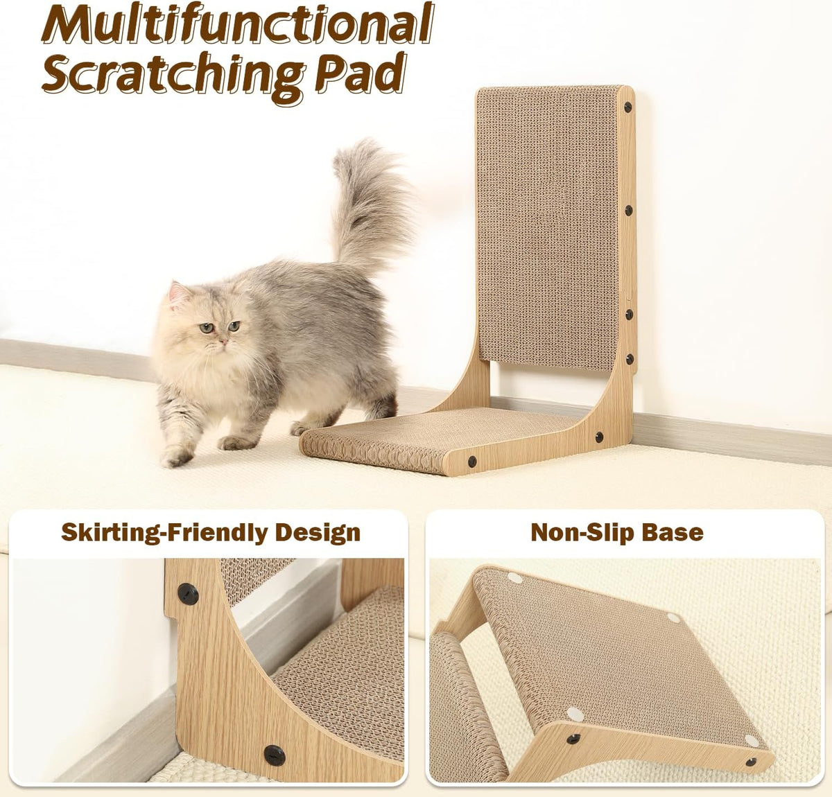 2-Pack Cat Scratching Board, 19.7'' Tall Cardboard L Shape Vertical Cat Scratchers for Indoor Cats