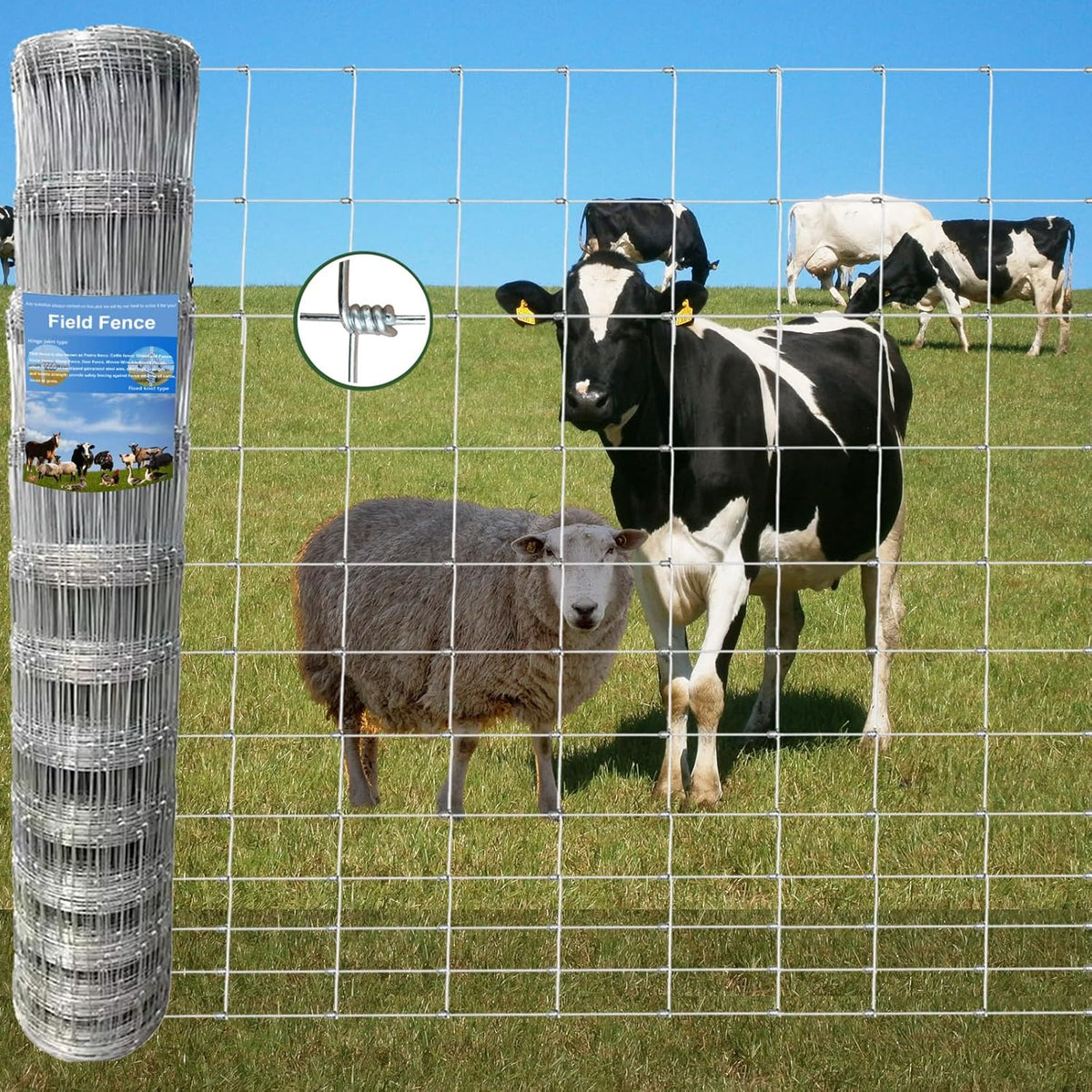 Farm Fence 6ft x 100ft Heavy Zinc Coating Field Wire Fencing, Deer Fence, Galvanized Livestock