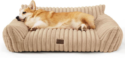 Bedsure Cute Dog Couch for Pets - Fluffy Dog Sofa with Premium Soft Corduroy Fleece, Pet Couch Bed