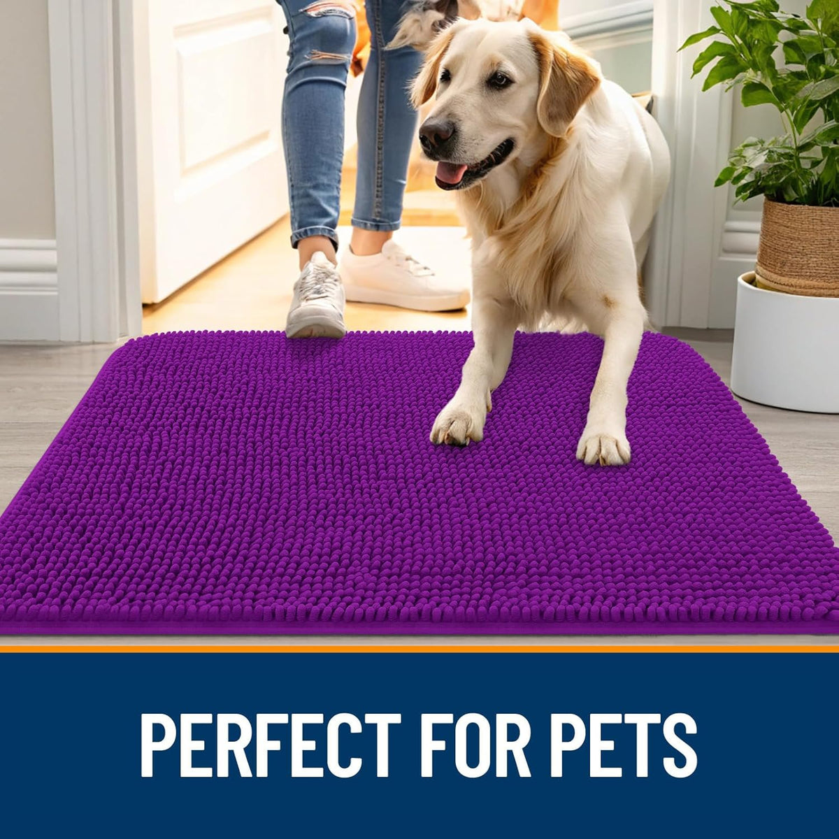 OLANLY Dog Door Mat for Muddy Paws 47x20, Absorbs Moisture and Dirt, Absorbent Non-Slip Washable