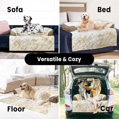 Calming Extra Large Dog Couch Bed, 45 x 37 inch Waterproof Removable Pet Mat Couch Cover for