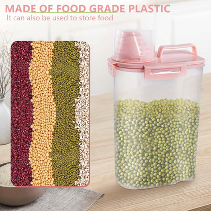 SenseYo 2.5lb Pet Food Storage Container with Measuring Cup, 3L Cat Food Storage Container Dog Food