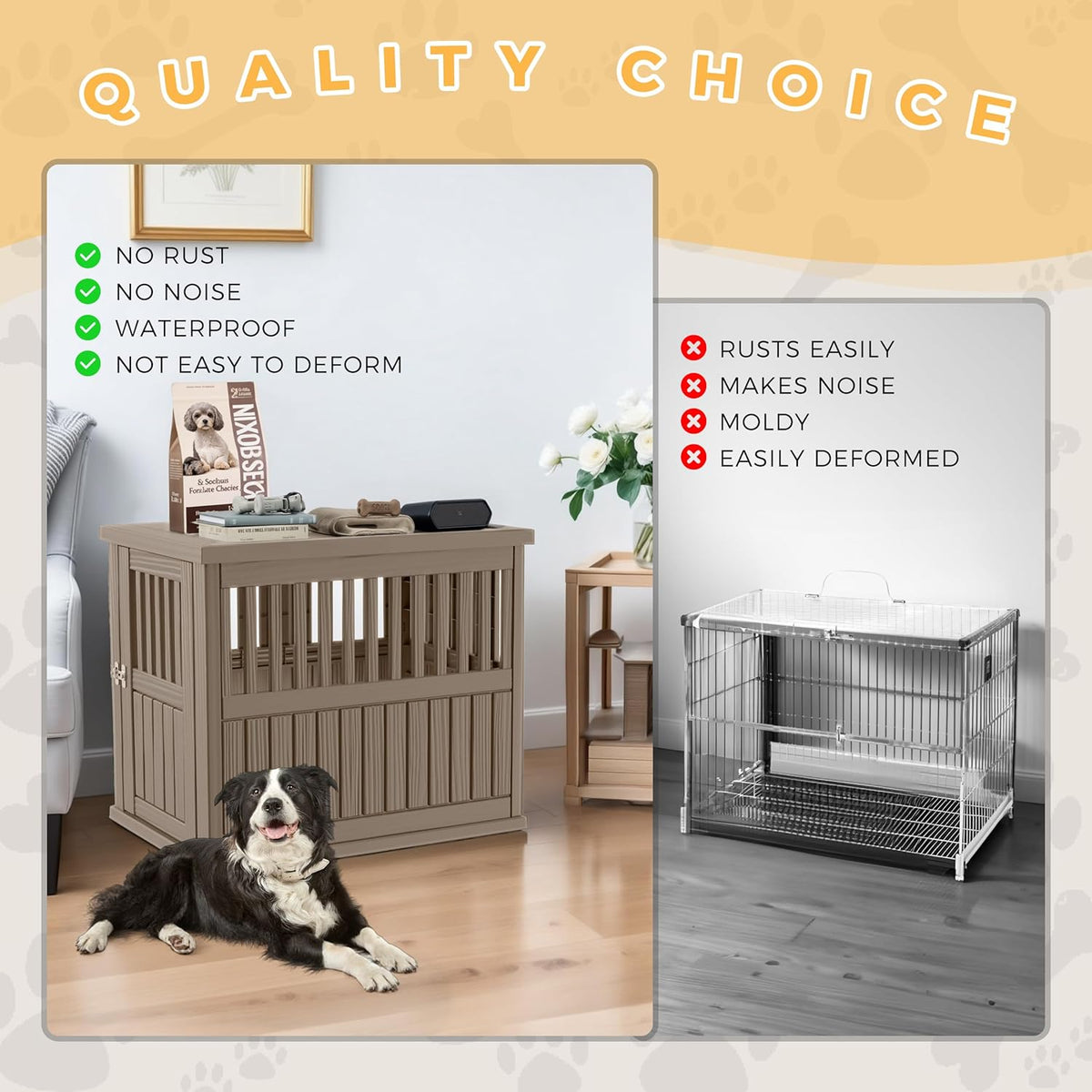 Dog House - Resin Outdoor Dog Kennel with Ventilated Design, Waterproof Dog Bed Shelter for