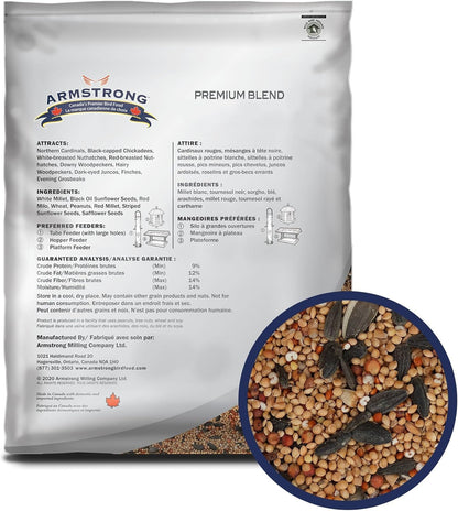 Armstrong Wild Bird Food Premium Blend, 14.3 Pounds - with White Millet, Black Oil Sunflower
