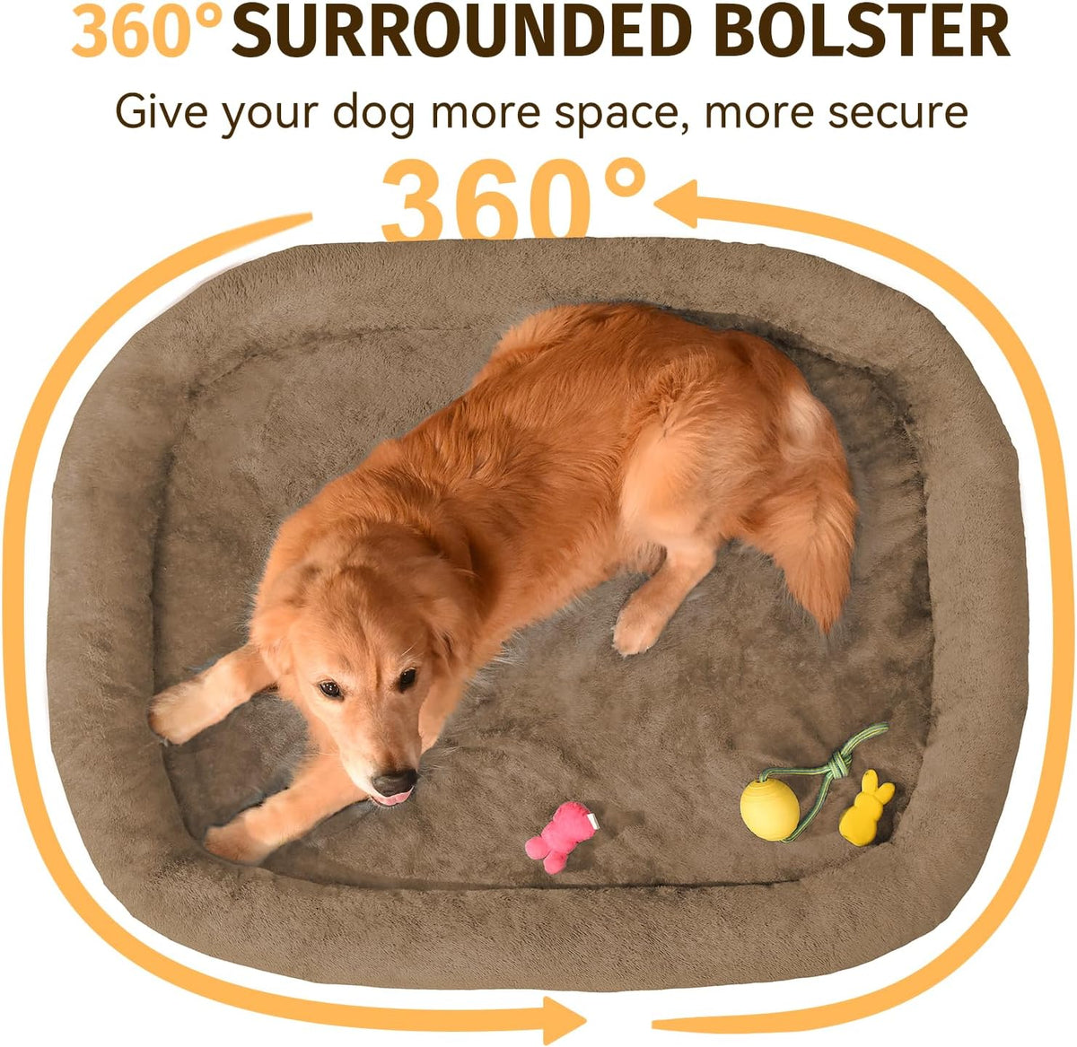 Orthopedic Waterproof Large Dog Bed: Memory Foam Washable Dog Bed with Bolsters - Removable