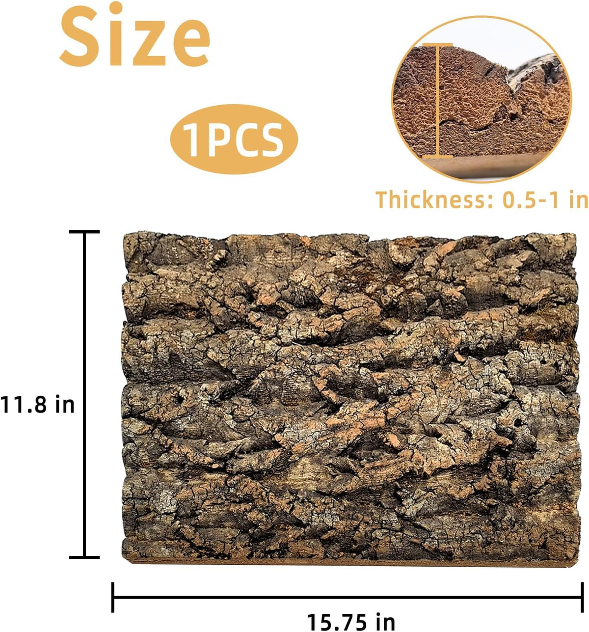 Tfwadmx Terrarium Cork Bark Background, 11.8"x15.75" Thickened Reptile Tank Tree Backdrop Wall