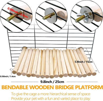 2Pcs Chinchilla Wood Ledge Hamster Wooden Flexible Platform Perch Climbing Toys Cage Accessories