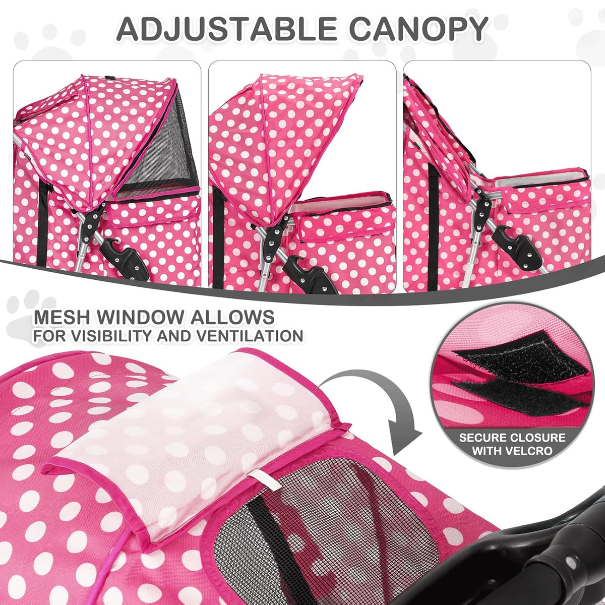 MoNiBloom 3 Wheels Pet Dog Cat Stroller for Small Medium Dogs Cats, Foldable Jogger Stroller