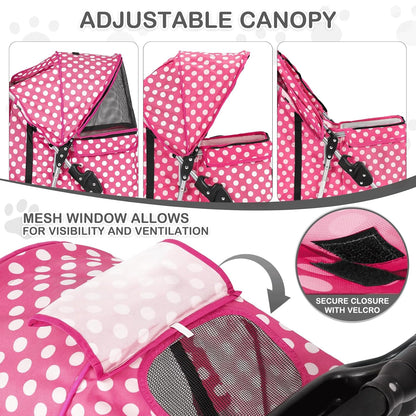 MoNiBloom 3 Wheels Pet Dog Cat Stroller for Small Medium Dogs Cats, Foldable Jogger Stroller