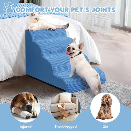 Dog Ramp and Stair for Bed 16" H-20 H,3-Step Cat Stair for Sofa and Chair,4-Step Dog Ramp for High