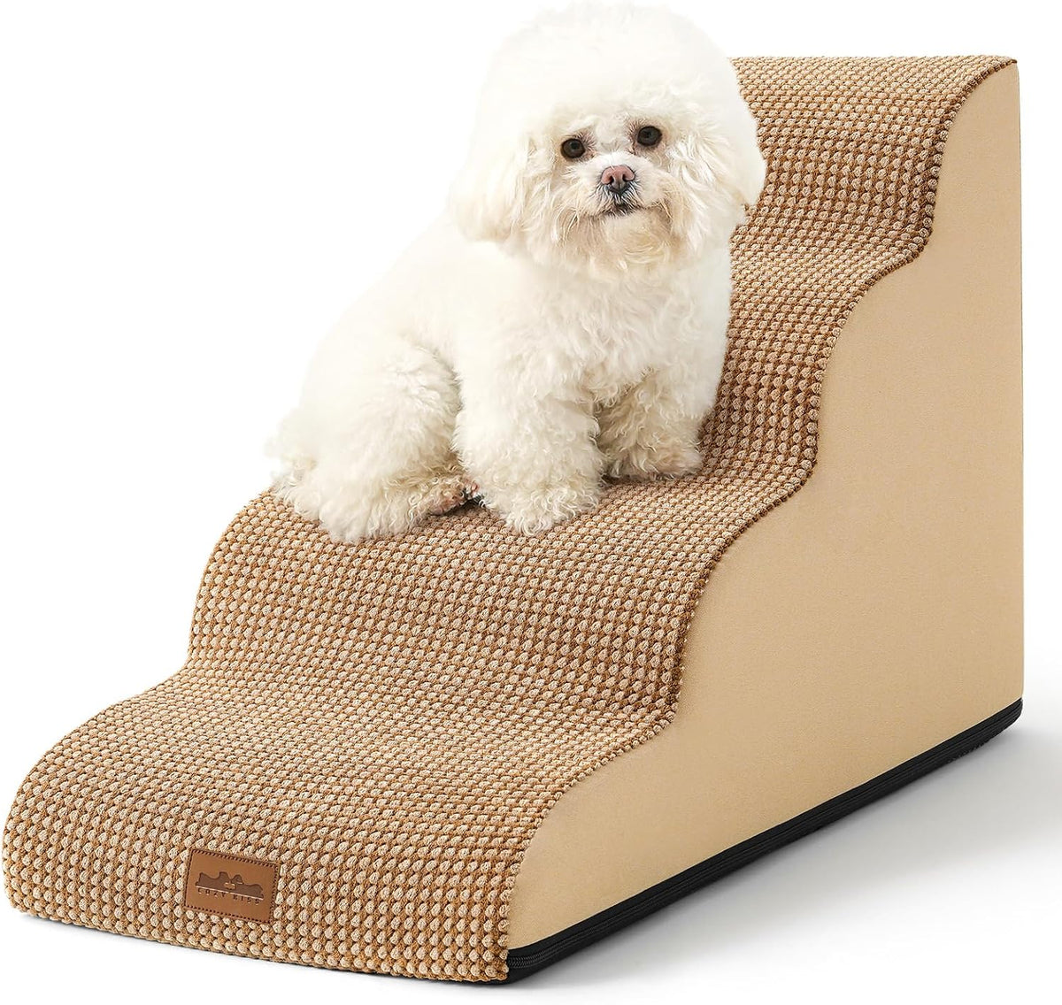 Dog Stairs for Small Dogs 19.7" H, Curved Dog Step for Puppy, Older or Cat, Medium Pet Ramp for