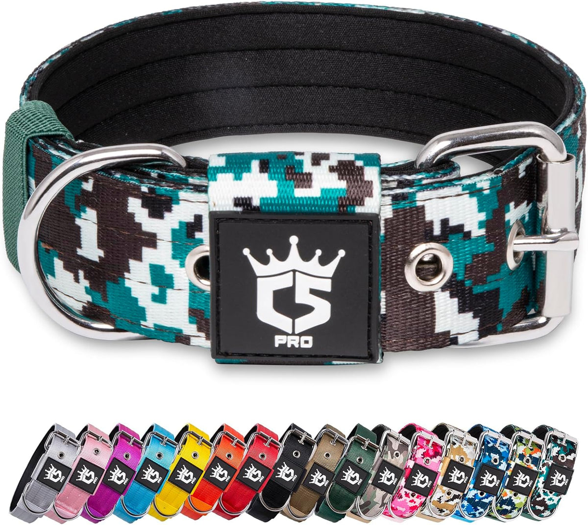 TSPRO Tactical Dog Collar 1.5 Inch Wide Thick Dog Collars with Heavy Duty Metal Buckle, Durable