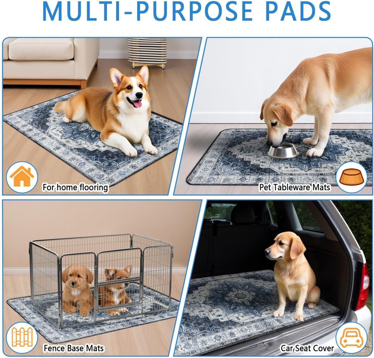Washable Pee Pads for Dogs 2 Pack, Absorbent Reusable Puppy Pads Waterproof, Leakproof & Non-Slip