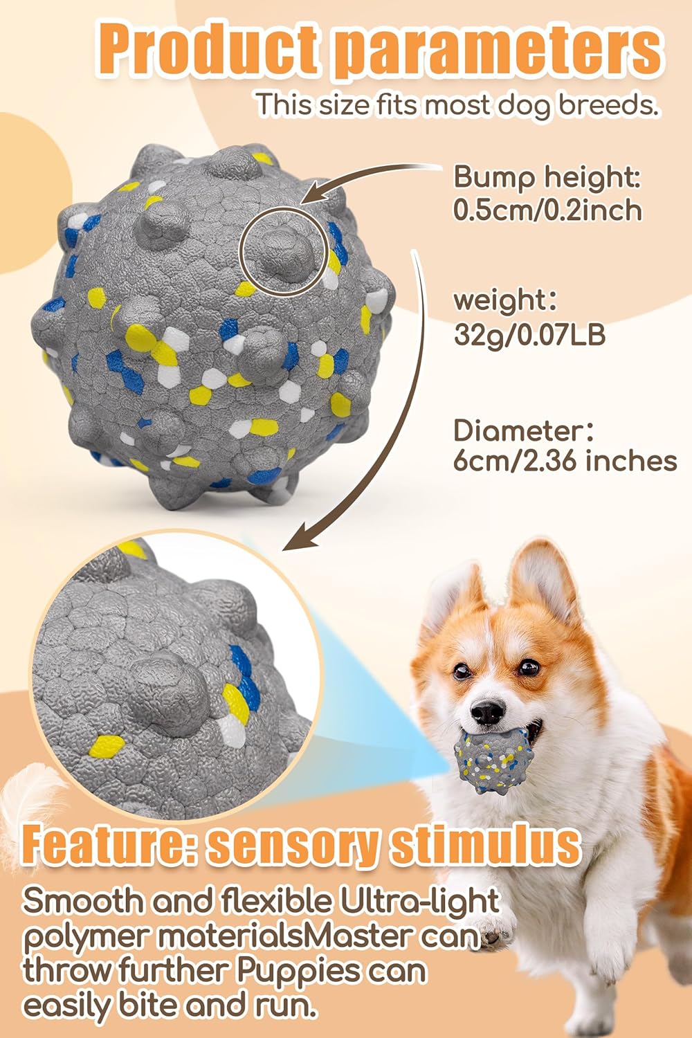 2.36'' Dog Balls for Dogs Aggressive Chewers Indestructible Tennis Durable Bouncy Interactive Dog