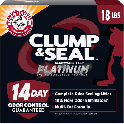 ARM & HAMMER Clump & Seal Platinum Clumping Cat Litter Odor Control, Multi-Cat, 14-Day Odor