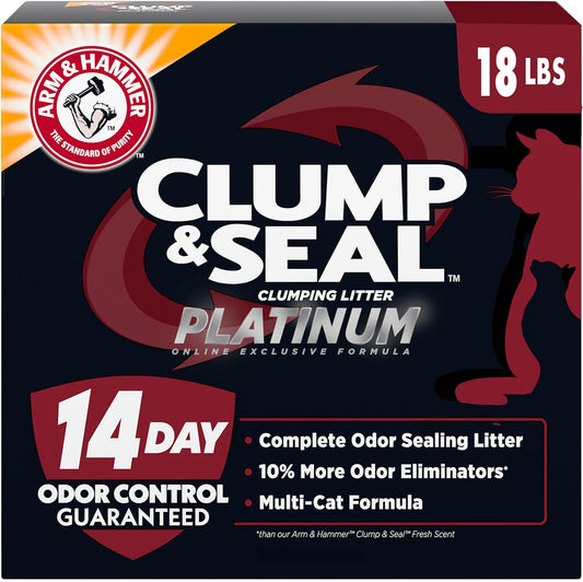 ARM & HAMMER Clump & Seal Platinum Clumping Cat Litter Odor Control, Multi-Cat, 14-Day Odor