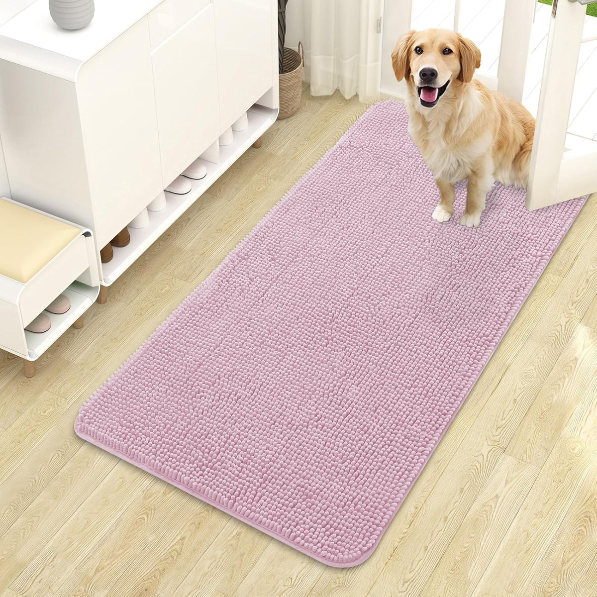 OLANLY Dog Door Mat for Muddy Paws 44x24, Absorbs Moisture and Dirt, Absorbent Non-Slip Washable