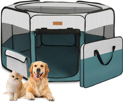 Dog Playpen, Portable Pet Play Pen for Cat, Puppies, Rabbits, Chickens, Foldable Large-Capacity Pet