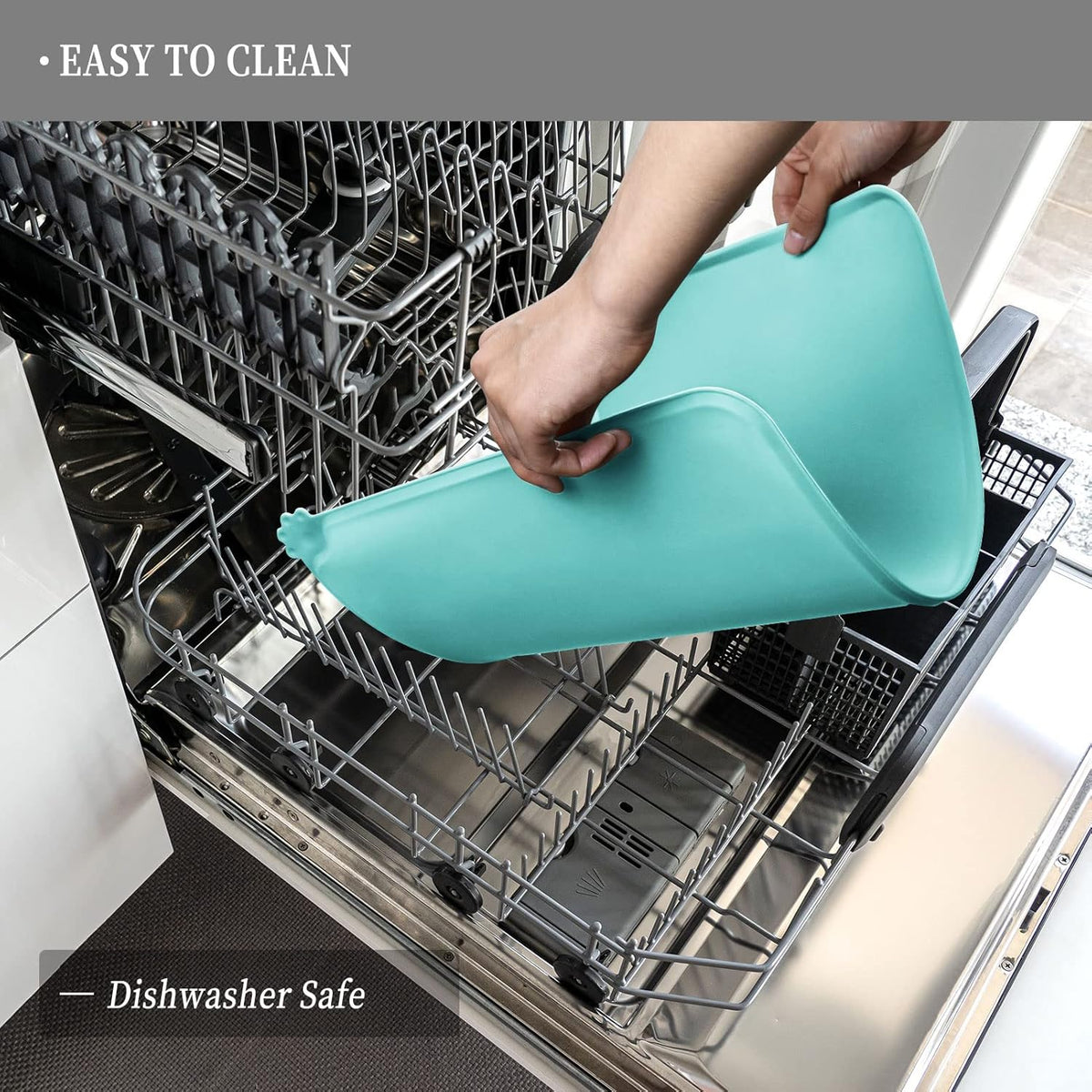 Waterproof Pet Feeding Mat with High Raised Edges, Heavier and Thicker Placemats for Cat Dog Water