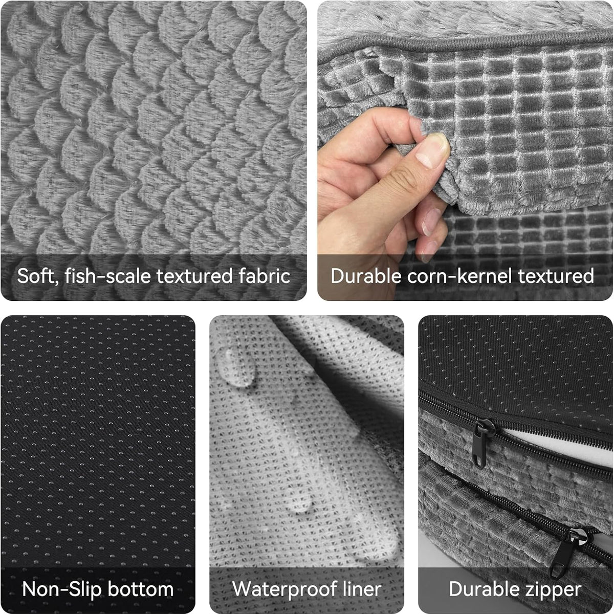 JOEJOY Orthopedic Dog Bed for Medium Dogs, Egg-Crate Memory Foam Pet Bed with Bolster Sides