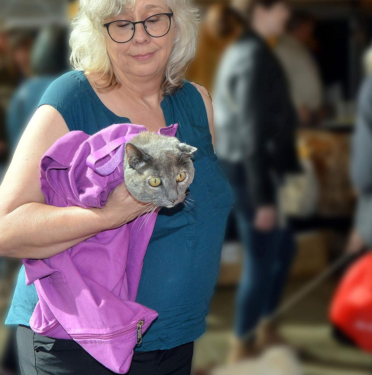 Cozy Comfort Carrier - Large Lavender Cat Carrier Soft, Cat Restraint Bag and Cat Sling Carrier for