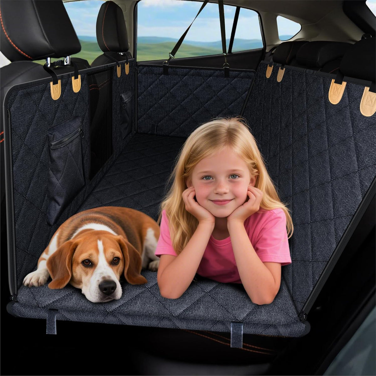 Back Seat Extender for Dog, Waterproof Dog Car Seat Cover for Back Seat, Hard Bottom Car Seat