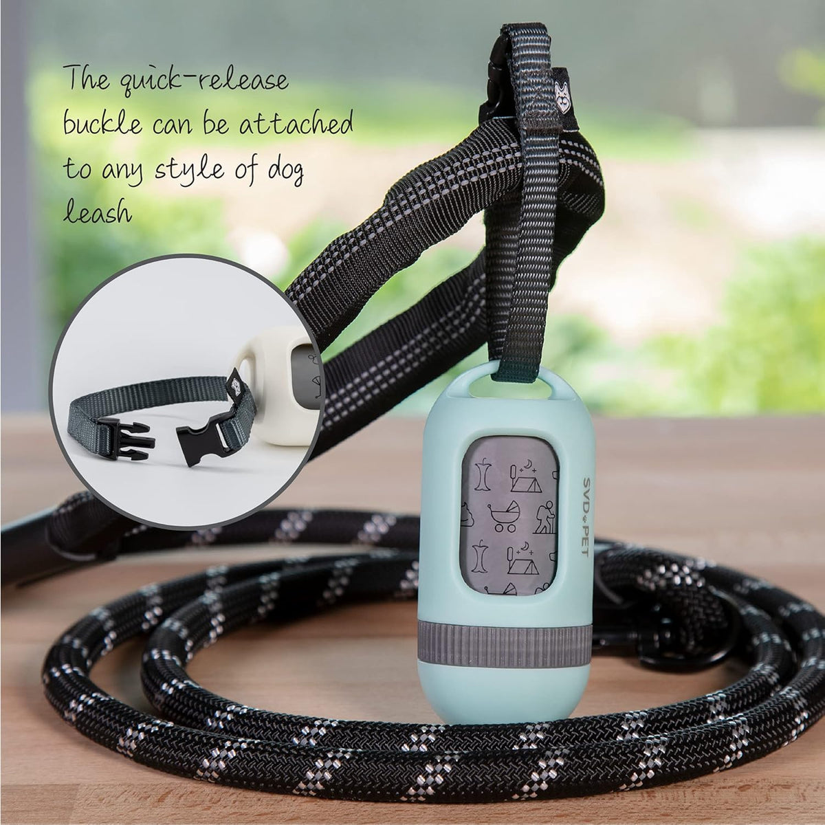 SVD.PET Dog Poop Bag Dispenser, Retractable Waste Bag Fits Any Dog Leash, Leak-proof Waste Bags