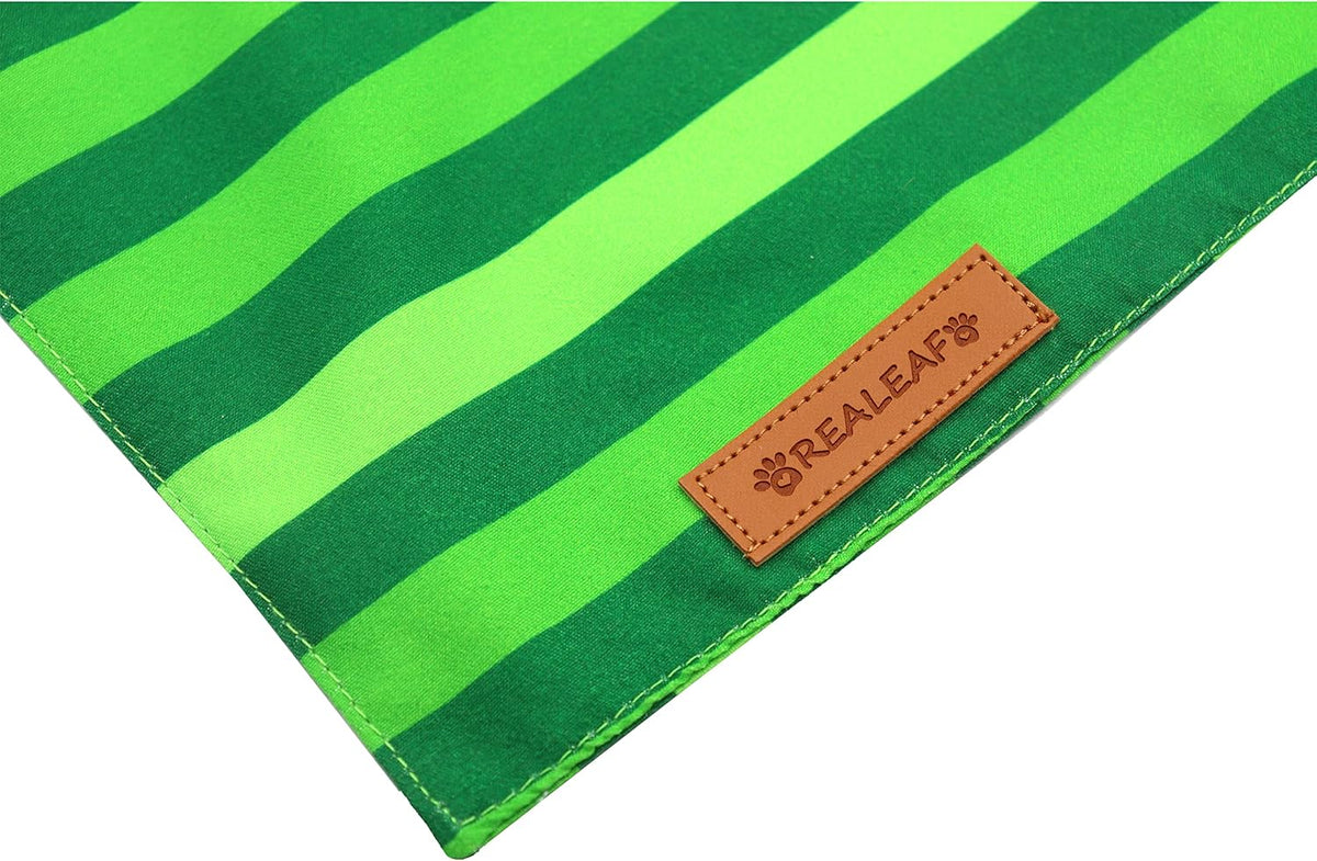 Realeaf St. Patrick's Day Dog Bandanas 2 Pack, Triangle Reversible Pet Scarf for Boys and Girls