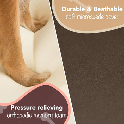 Chester Small Dog Bed - Orthopedic Memory Foam Mattress, Calming Couch, Wall Rim Pillow, Water