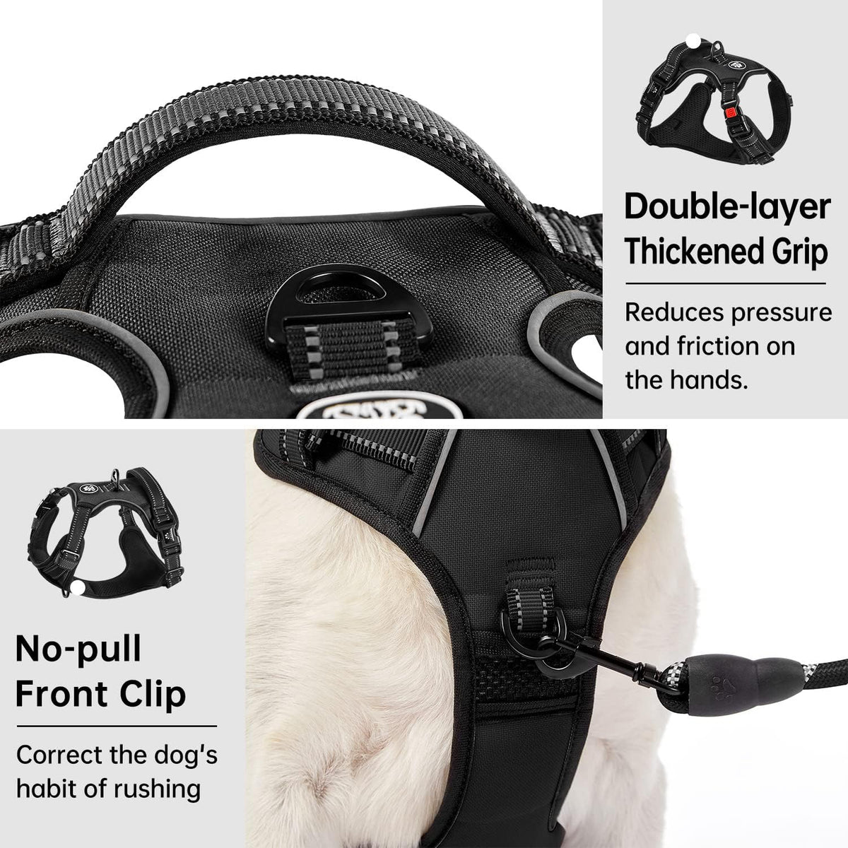 IVY&LANE No Pull Dog Harness for Medium Dogs, Dog Vest Harness with Leash, Safety Belt and Storage