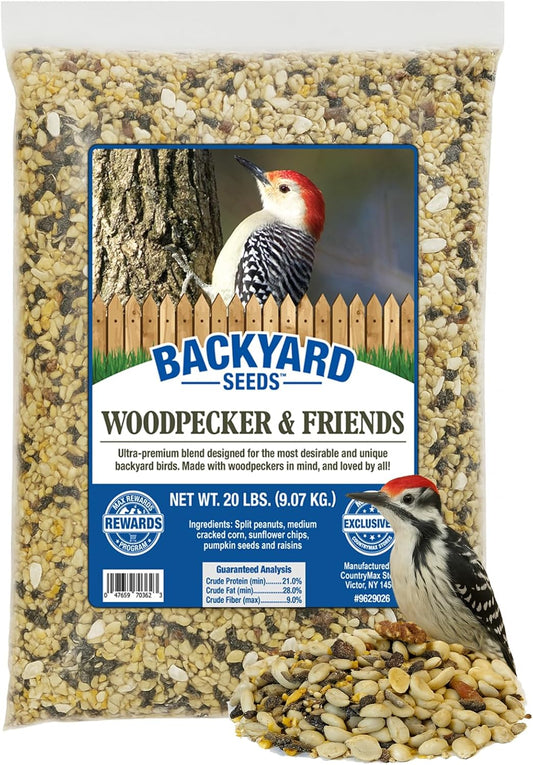 Backyard Seeds Woodpecker No Waste Mix Shelled Peanuts Mixed Bird Seed with Sunflower Chips