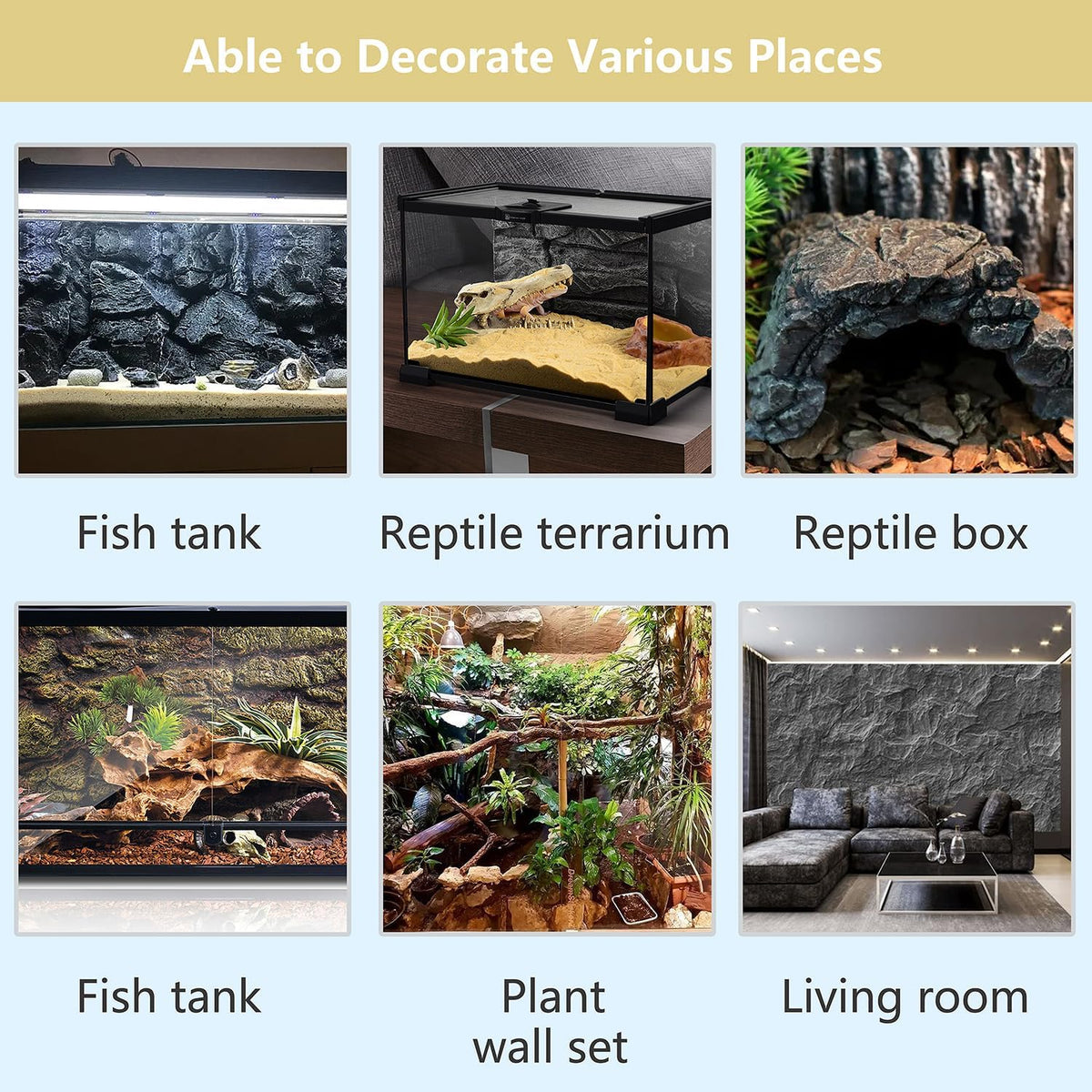 4pcs Rock Terrarium Background,3D Reptile Tank Background Board,Amphibian Stereo Backdrop