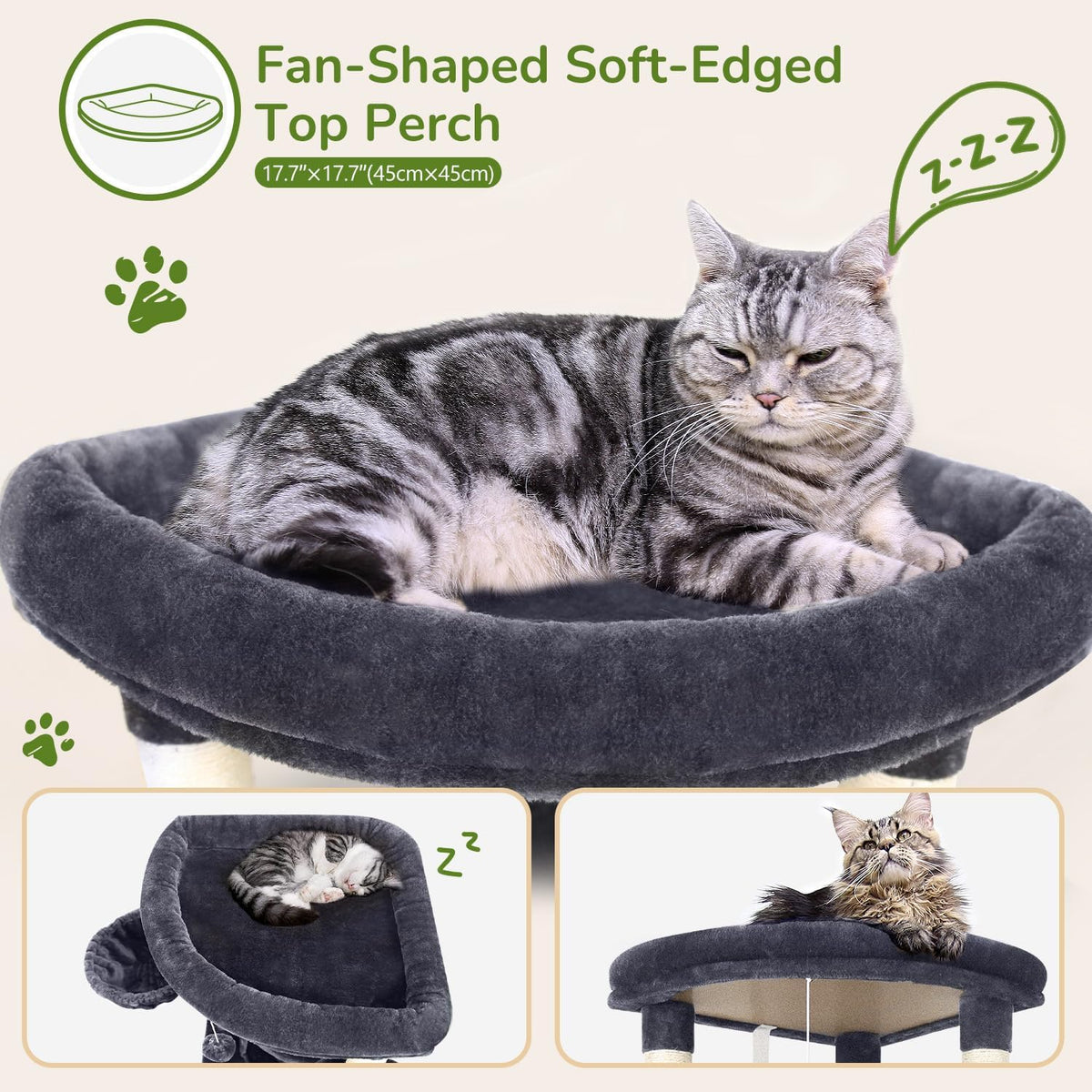 Globlazer Corner Cat Tree Tower for Indoor Cats, 51in Multi-Level Cat Condo Tower with Large