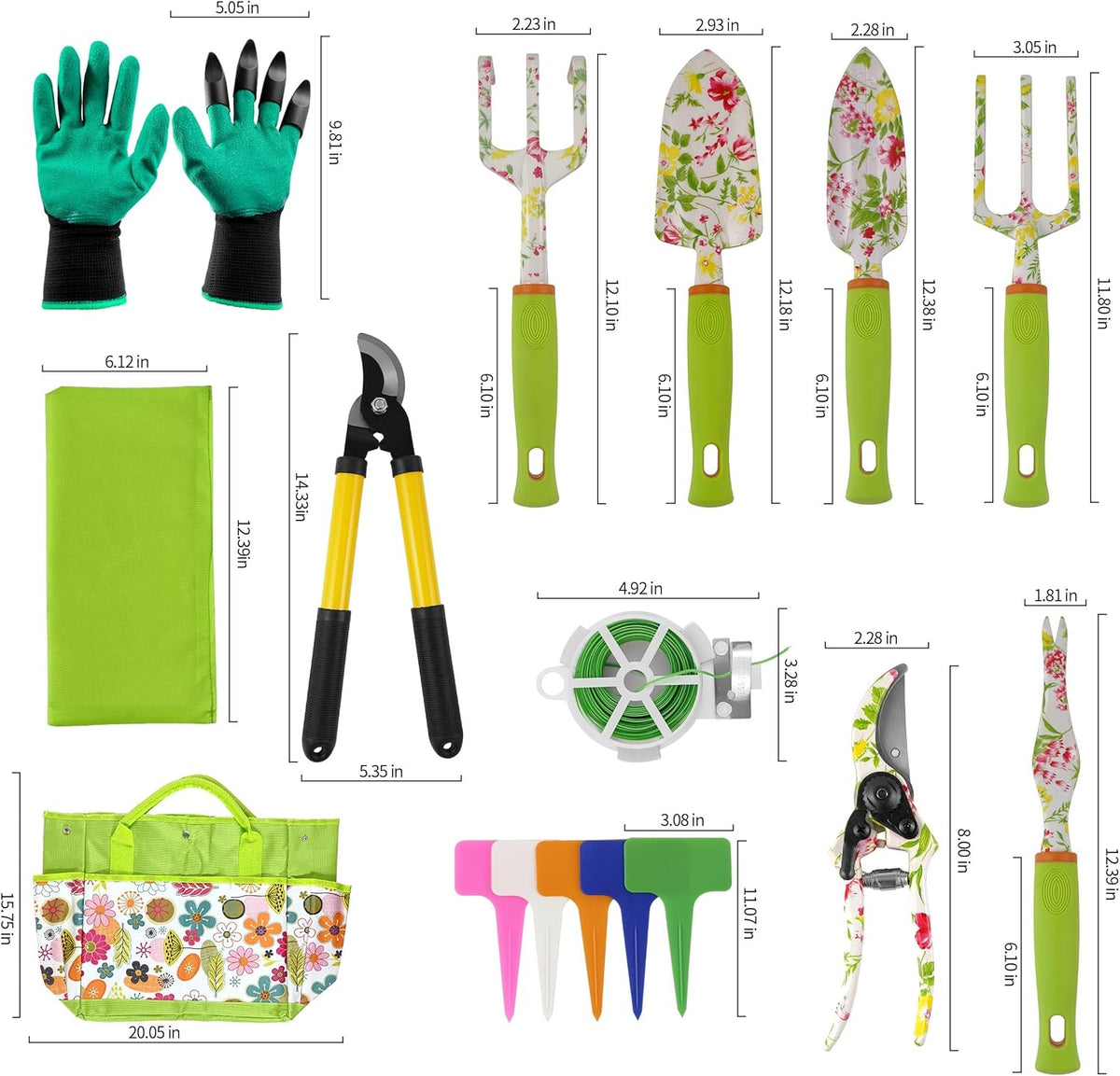 41-Piece Premium Gardening Tool Set, Stainless Steel Heavy Duty Gardening Tool Kit, with Non-Slip