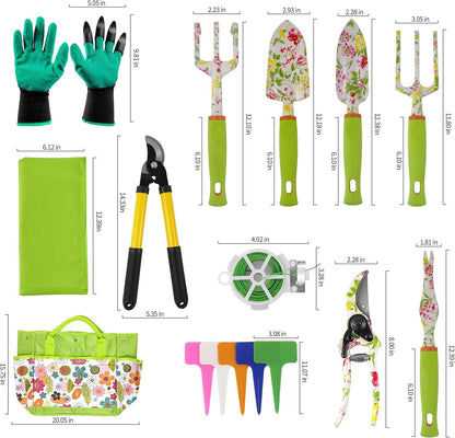 41-Piece Premium Gardening Tool Set, Stainless Steel Heavy Duty Gardening Tool Kit, with Non-Slip