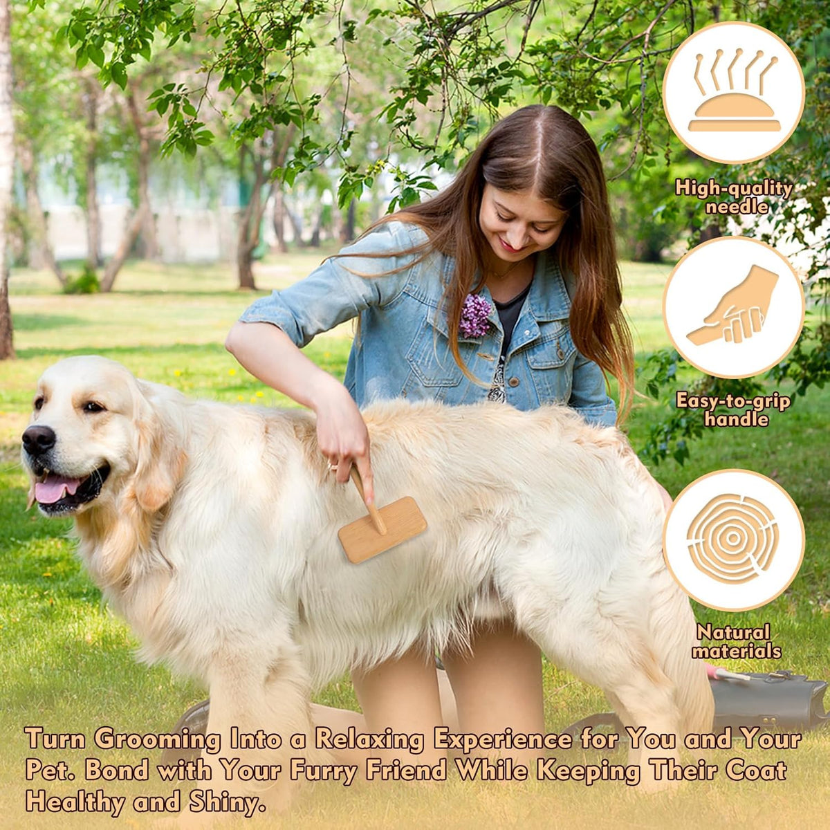 Dog Slicker Brush for Shedding & Grooming - Professional Dog Brush and Cat Brush with Coated Tips &