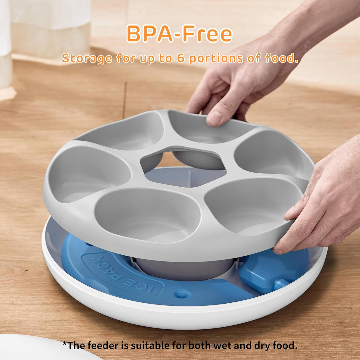 iPettie Donut Frost 6 Meal Cordless Automatic Pet Feeder, Dry & Wet Food Automatic Cat Feeder with