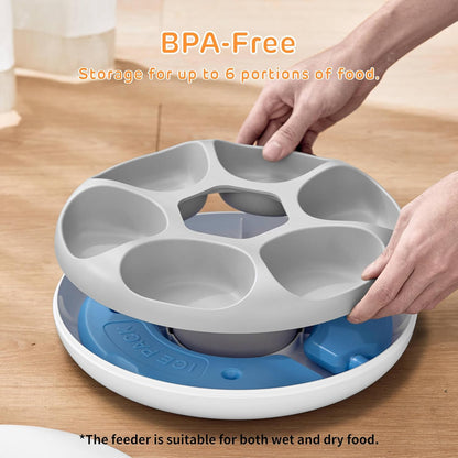 iPettie Donut Frost 6 Meal Cordless Automatic Pet Feeder, Dry & Wet Food Automatic Cat Feeder with