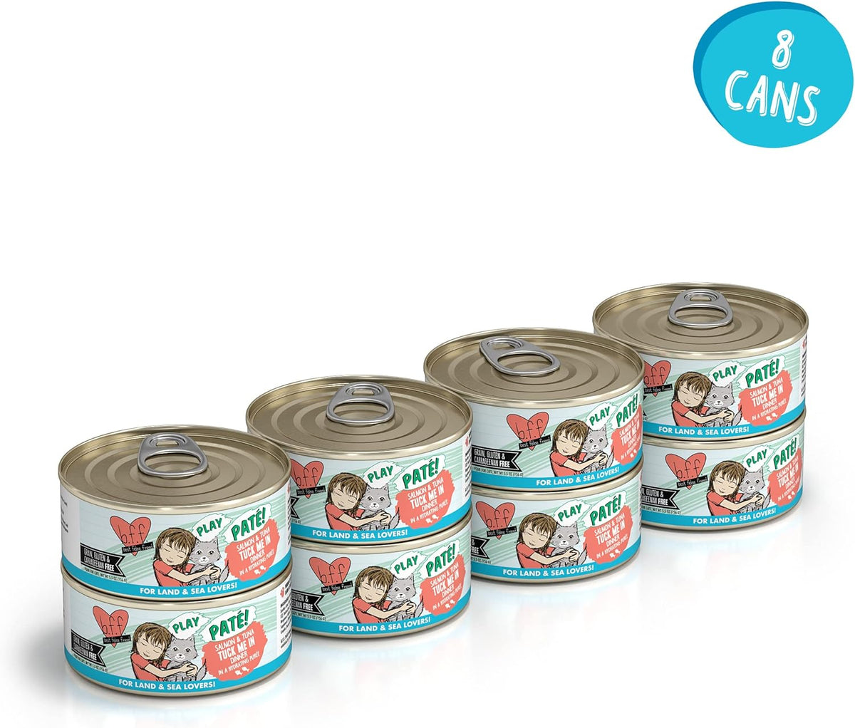 Weruva B.F.F. Play - Best Feline Friend Paté Lovers, Aw Yeah!, Salmon & Tuna Tuck Me in with Salmon