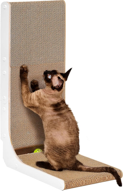 EHEYCIGA Cardboard Cat Scratcher for Indoor Cats, 26.8 Inch L Shaped Vertical Cat Scratching Board