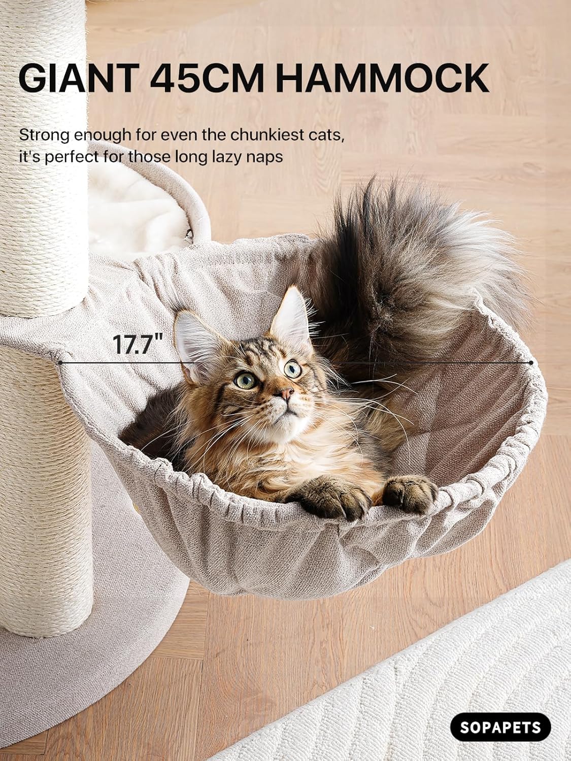 Extra Large Cat Tree Tower for Indoor Cats Large Adult, Maine Coon Cat Tree with Hammock (Begin
