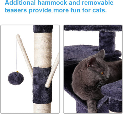 Hey-brother Cat Tree, 71 inches XL Large Cat Tower for Indoor Cats, Multi-Level Cat House with 3