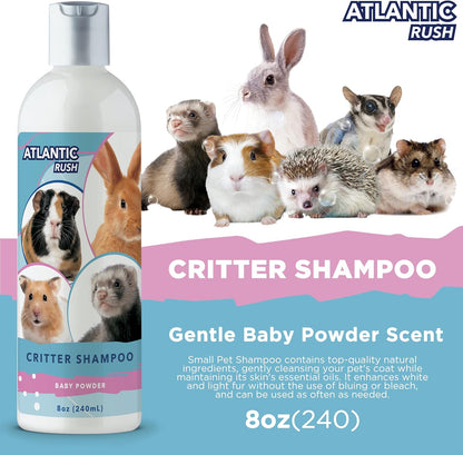 Critter Shampoo for Small Pets - 8oz Small Animal Baby Powder Scented Shampoo - Pet Shampoo for