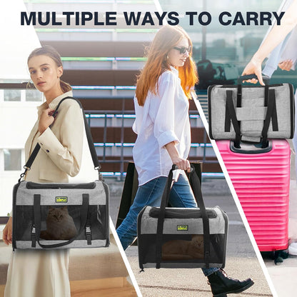 Cat Carrier for 2 Cats/Kitten, Pet Carrier for Cat, Puppy, Small Dog & Bunny, Foldable Soft-Sided