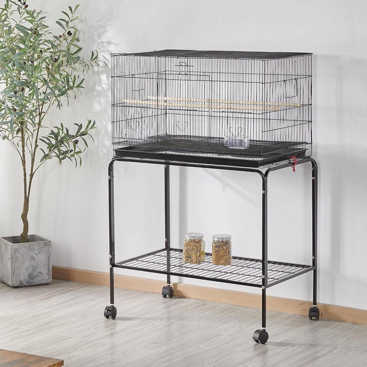 Yaheetech 47-inch Rolling Breeding Flight Bird Cages for Parakeets Budgies Finches Cockatiels