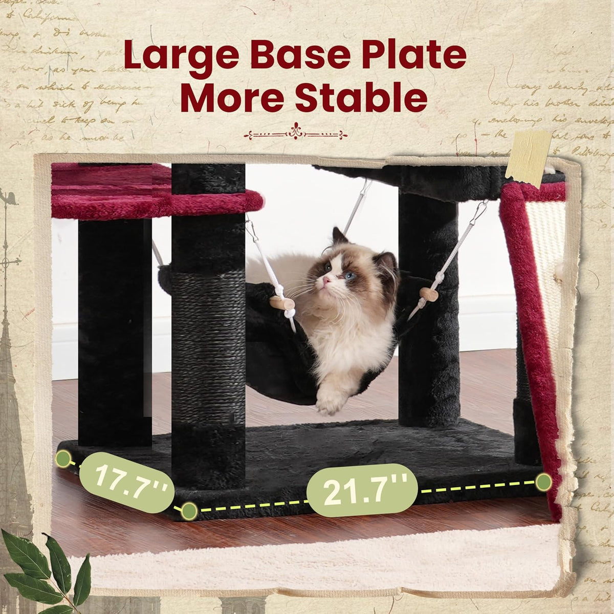 Cat Tree for Indoor Cats, 71'' (180cm) Multi-Level Cat Tower for Large Adult, Gothic Sturdy Cat
