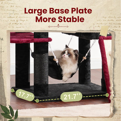 Cat Tree for Indoor Cats, 71'' (180cm) Multi-Level Cat Tower for Large Adult, Gothic Sturdy Cat